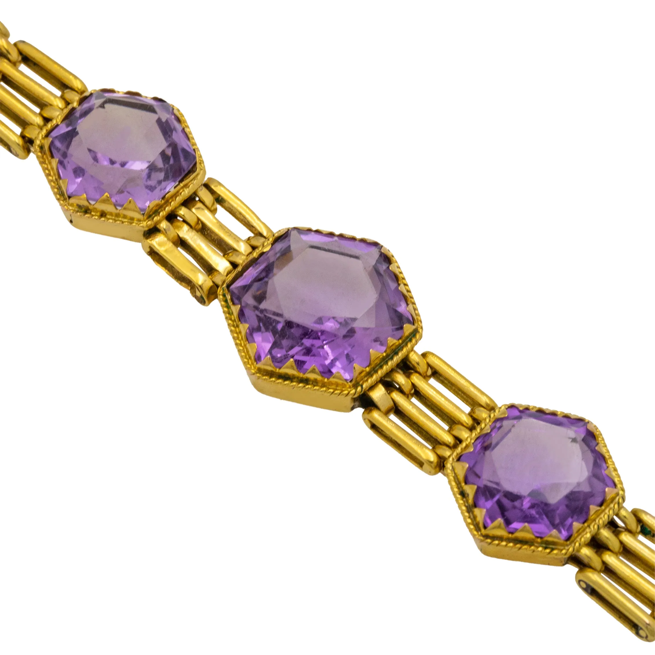 Victorian 9ct Gold Amethyst Bracelet