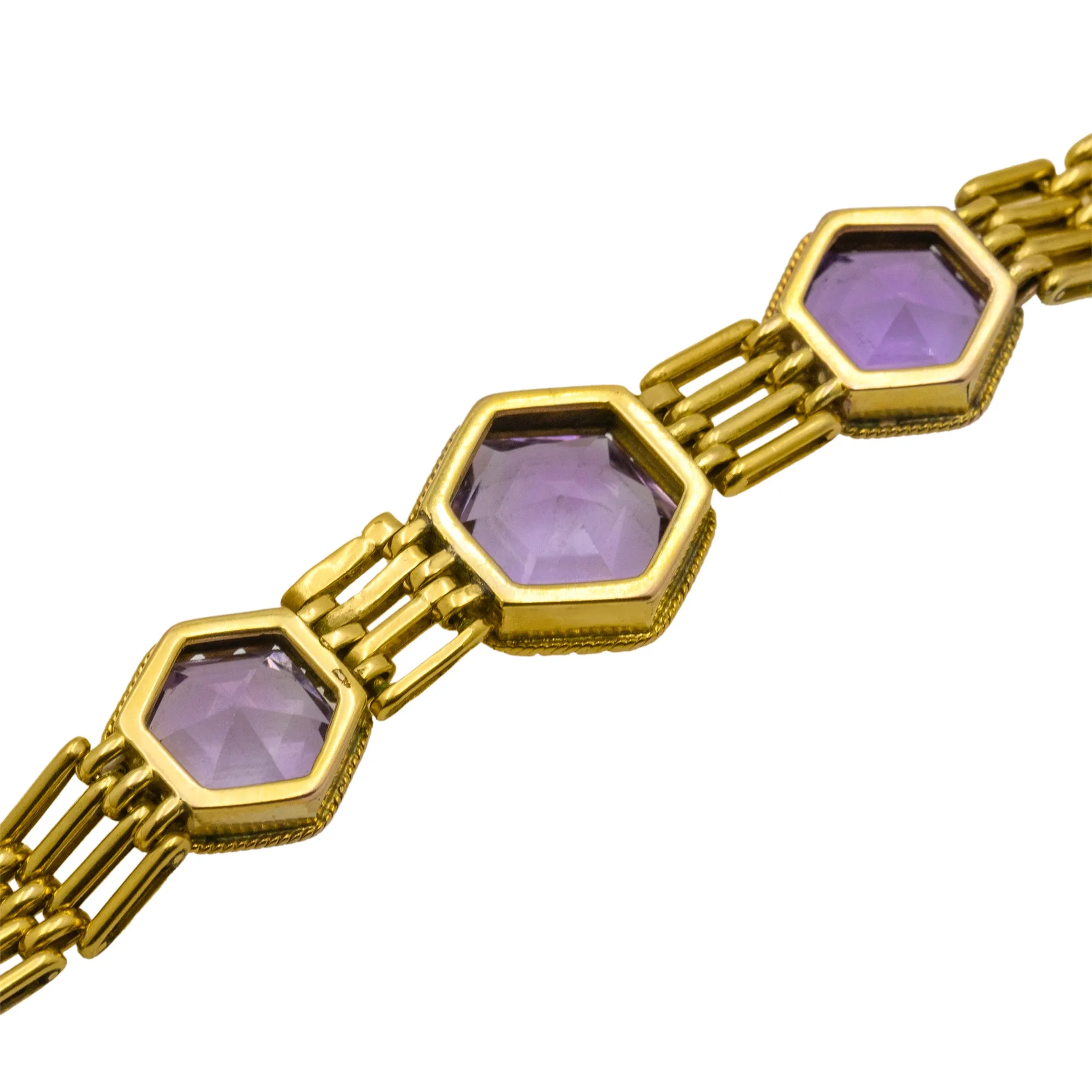 Victorian 9ct Gold Amethyst Bracelet
