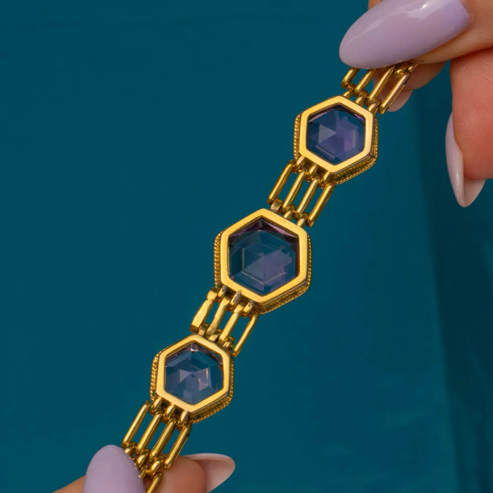 Victorian 9ct Gold Amethyst Bracelet